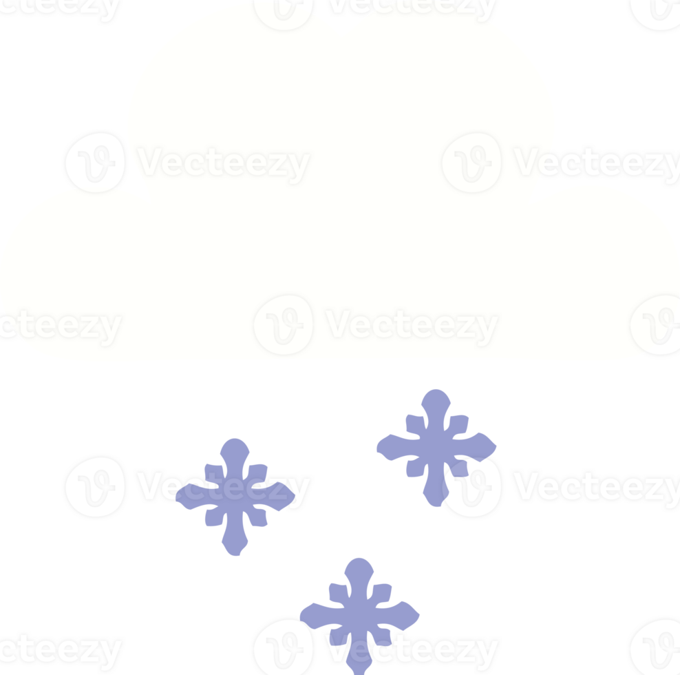 flat color retro cartoon snow cloud png