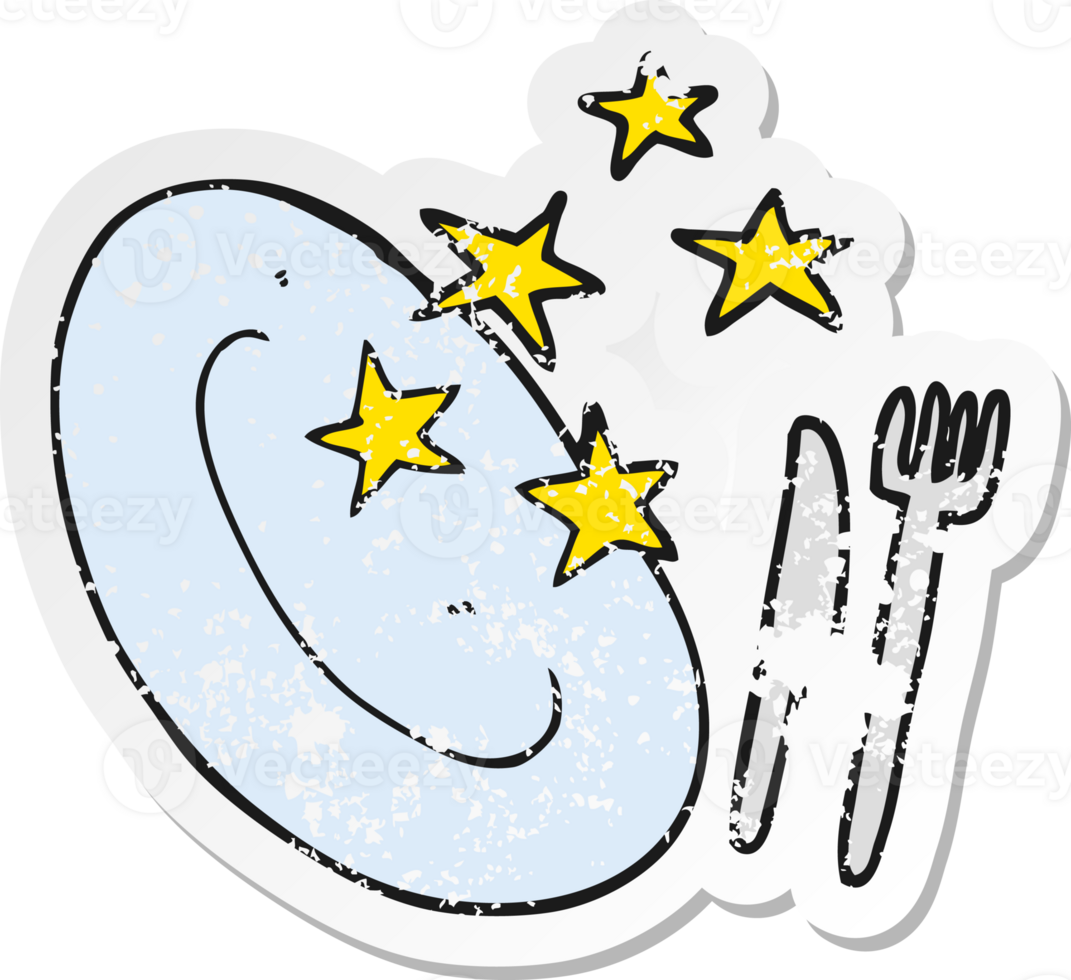 retro distressed sticker of a cartoon clean plate png