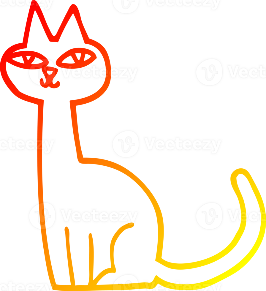warm gradient line drawing cartoon cat png