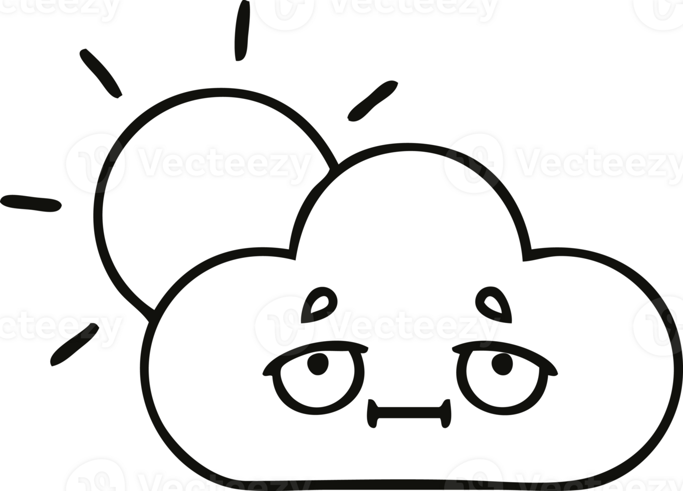line drawing cartoon sunshine and cloud png