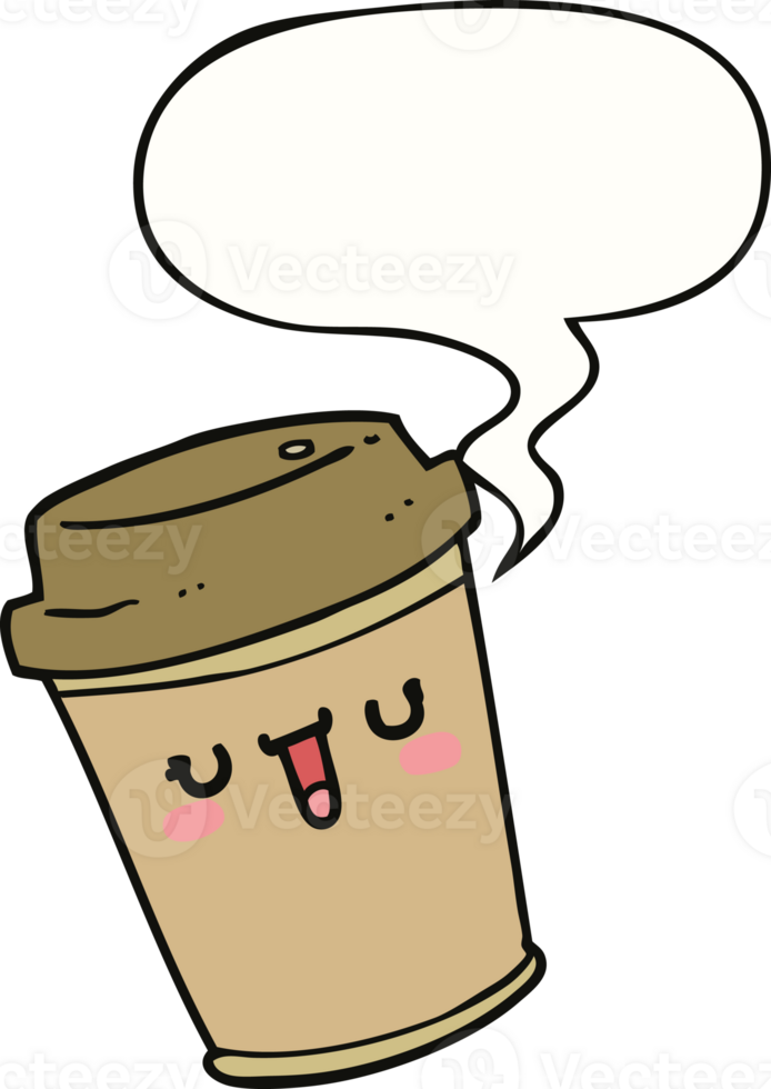 cartoon take out coffee and speech bubble png