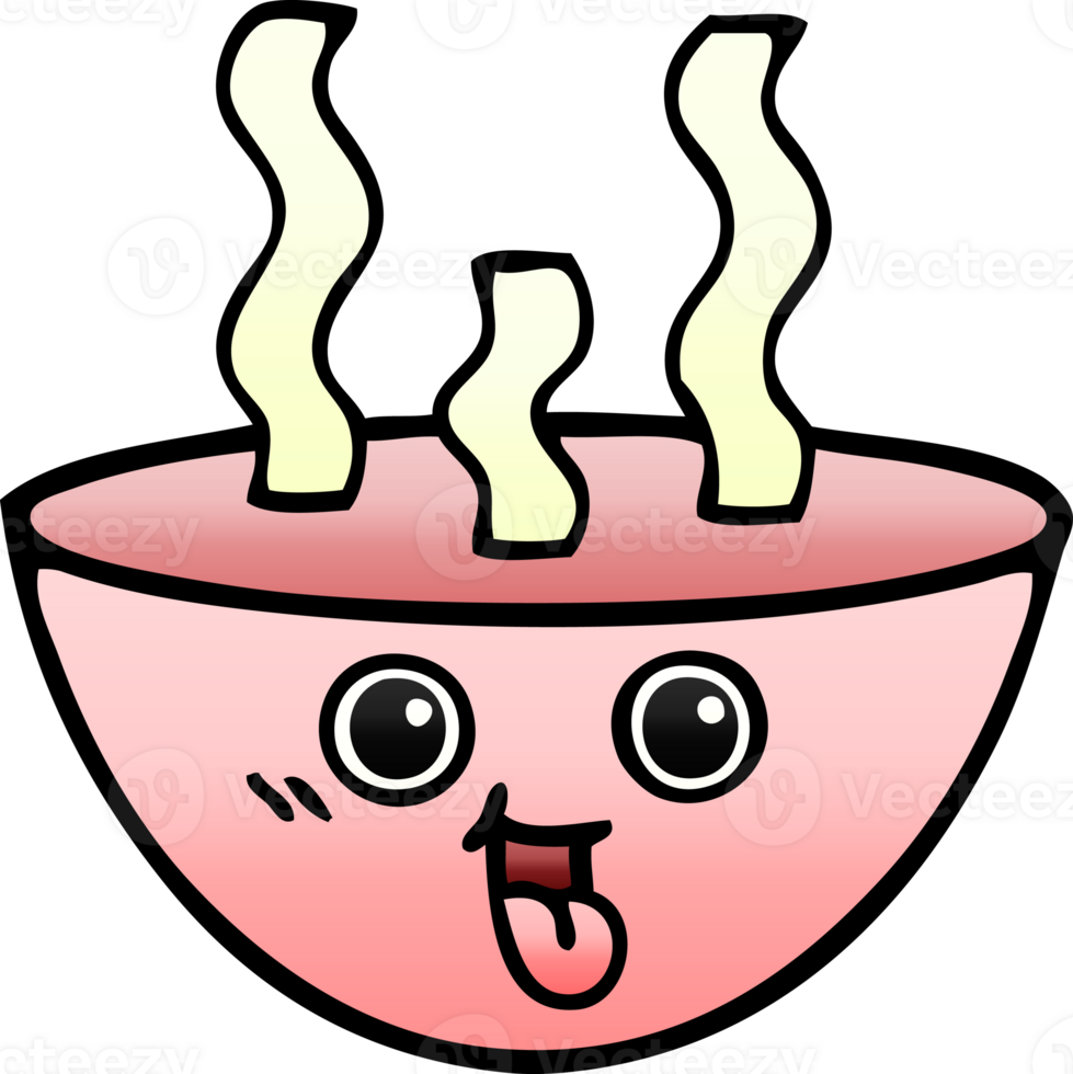 gradient shaded cartoon bowl of hot soup png