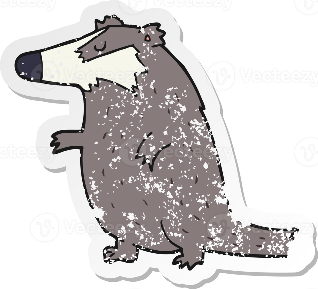 distressed sticker of a cartoon badger png