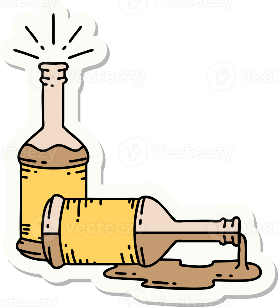 sticker of tattoo style beer bottles png