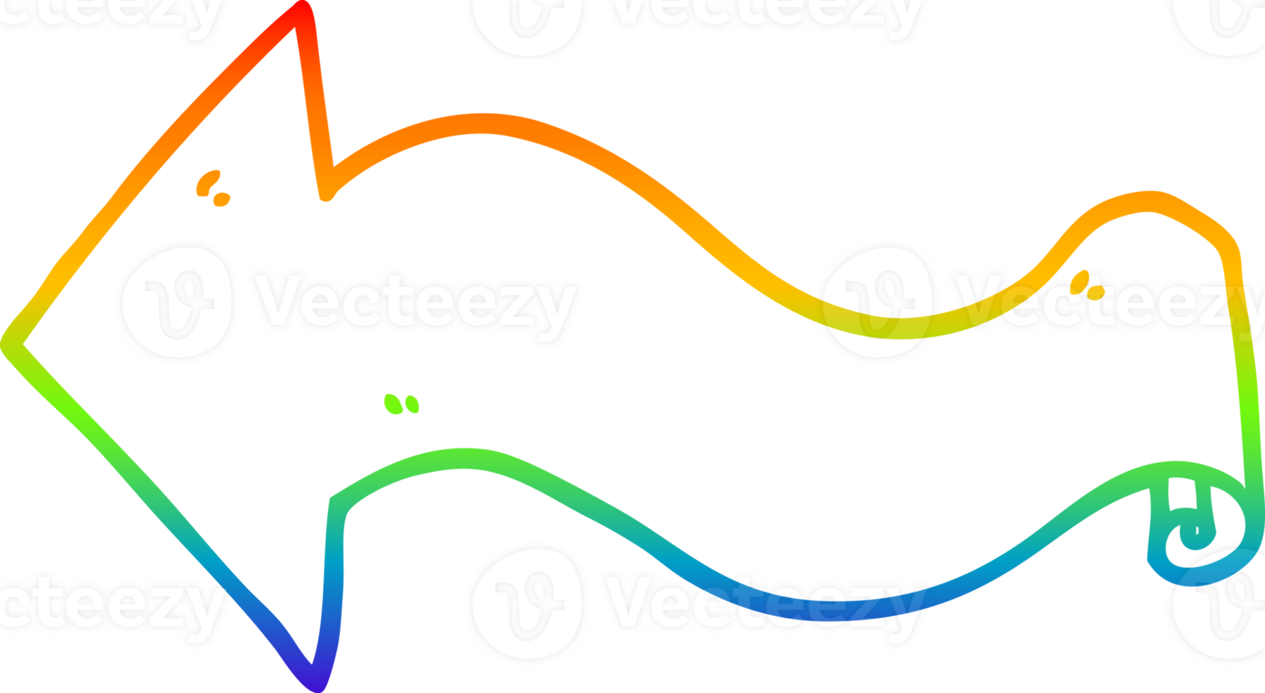 rainbow gradient line drawing cartoon arrow png