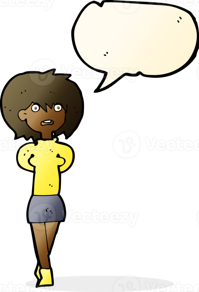 cartoon shocked woman with speech bubble png