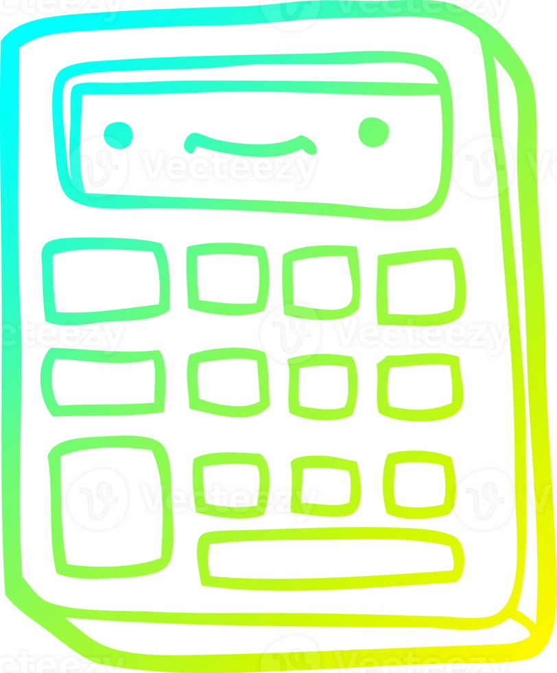 cold gradient line drawing cartoon calculator png