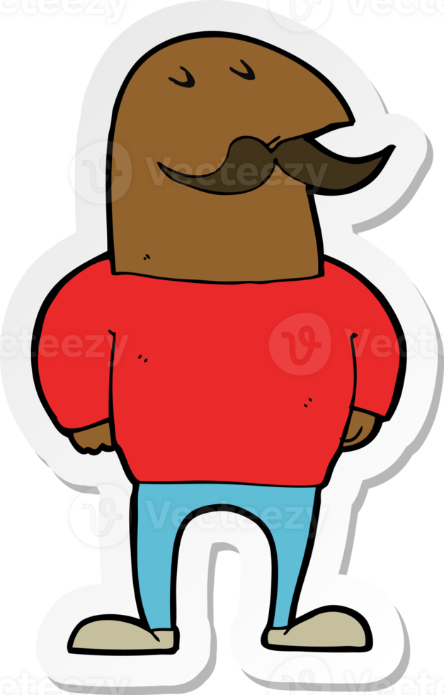 sticker of a cartoon bald man with mustache png