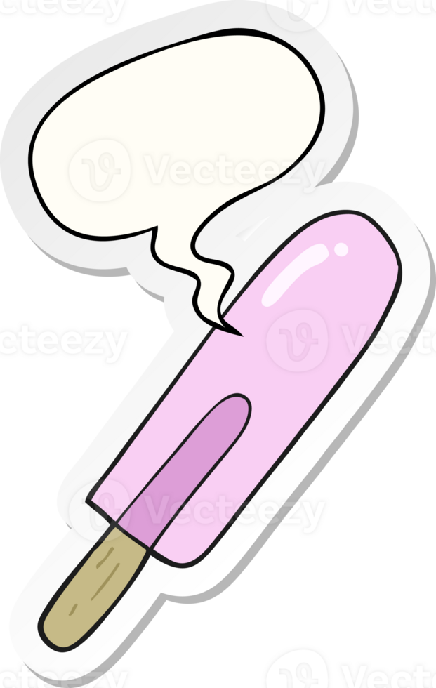 tekenfilm ijs lolly met toespraak bubbel sticker png
