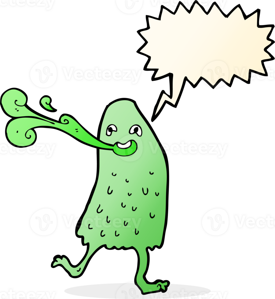 cartoon funny slime monster with speech bubble png