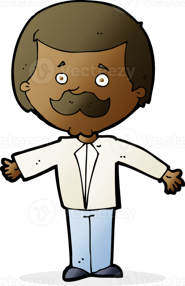 cartoon mustache man with open arms png