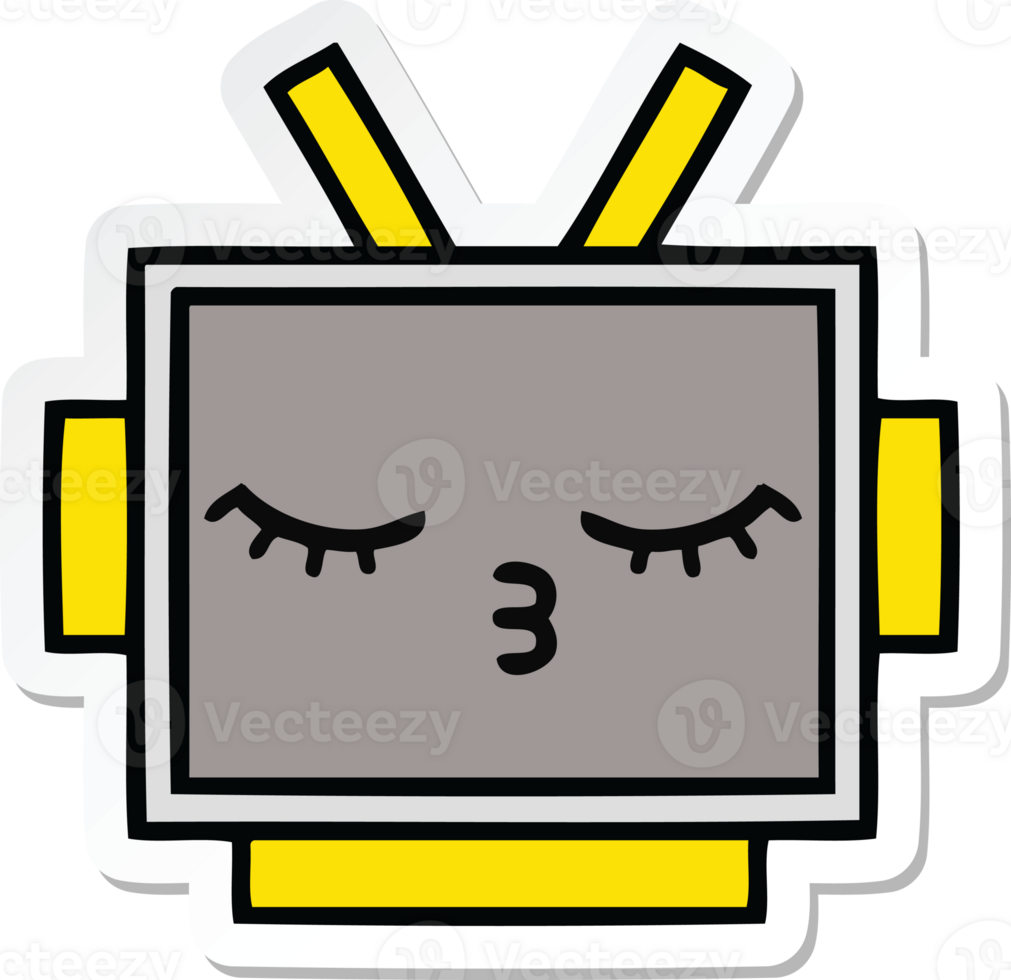 sticker of a cute cartoon robot head png