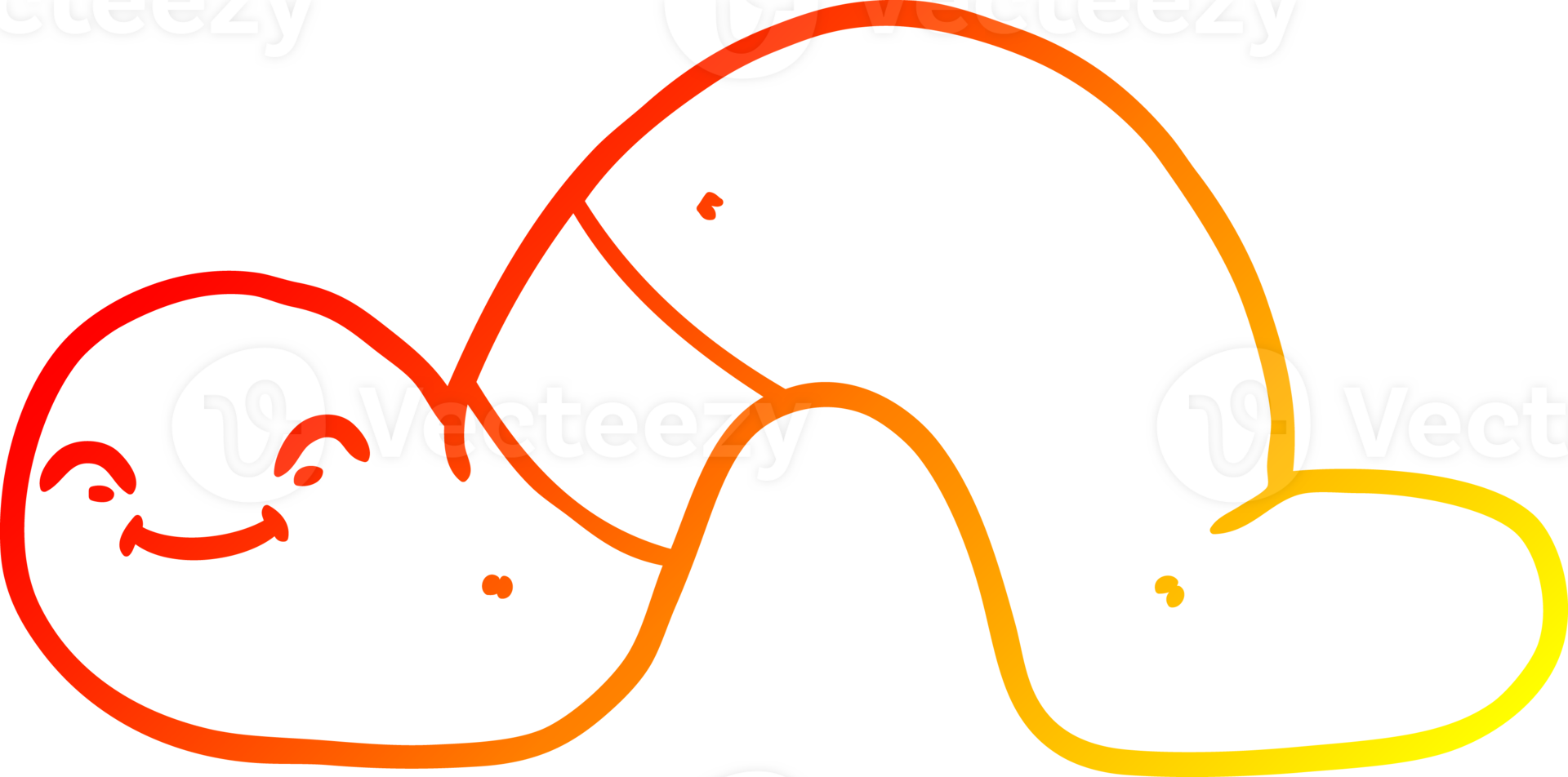 warm gradient line drawing of a cartoon worm png