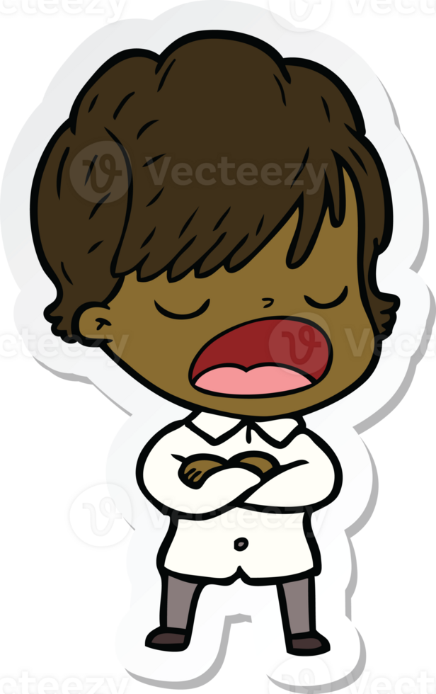 sticker of a cartoon woman talking png