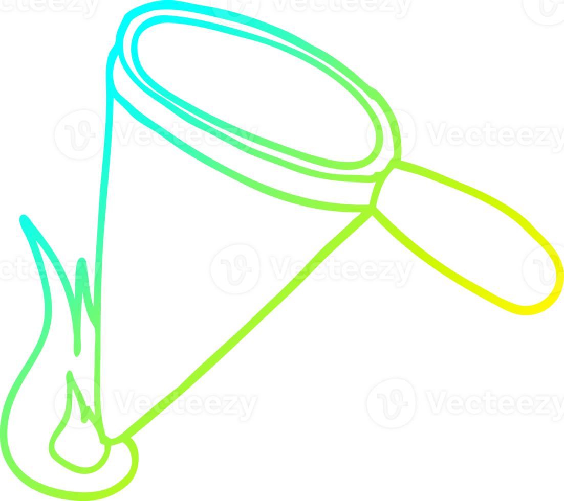 cold gradient line drawing of a cartoon magnifying glass png