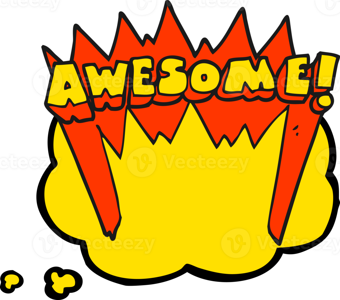 drawn thought bubble cartoon awesome word png