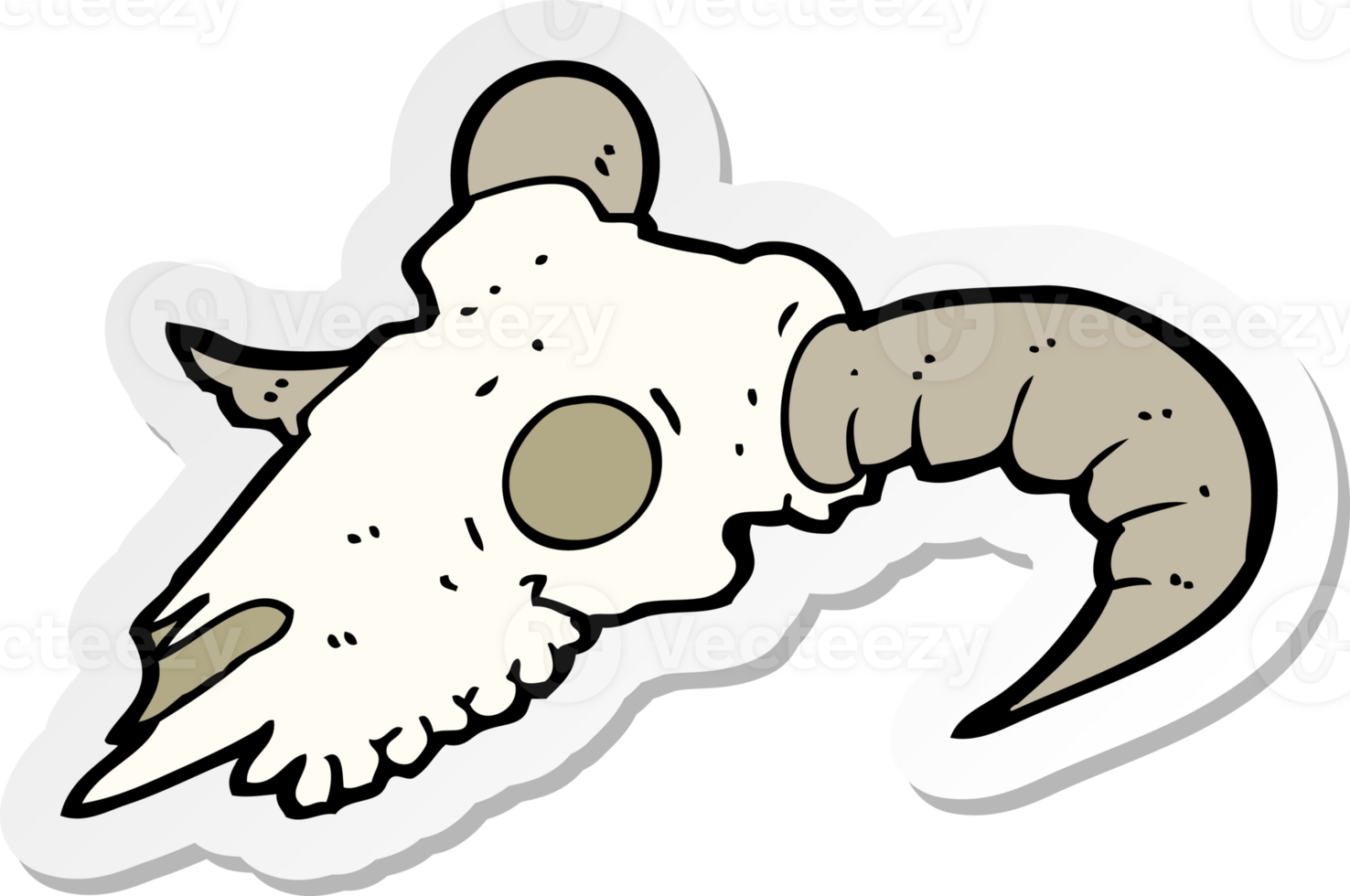 sticker of a cartoon ram skull png