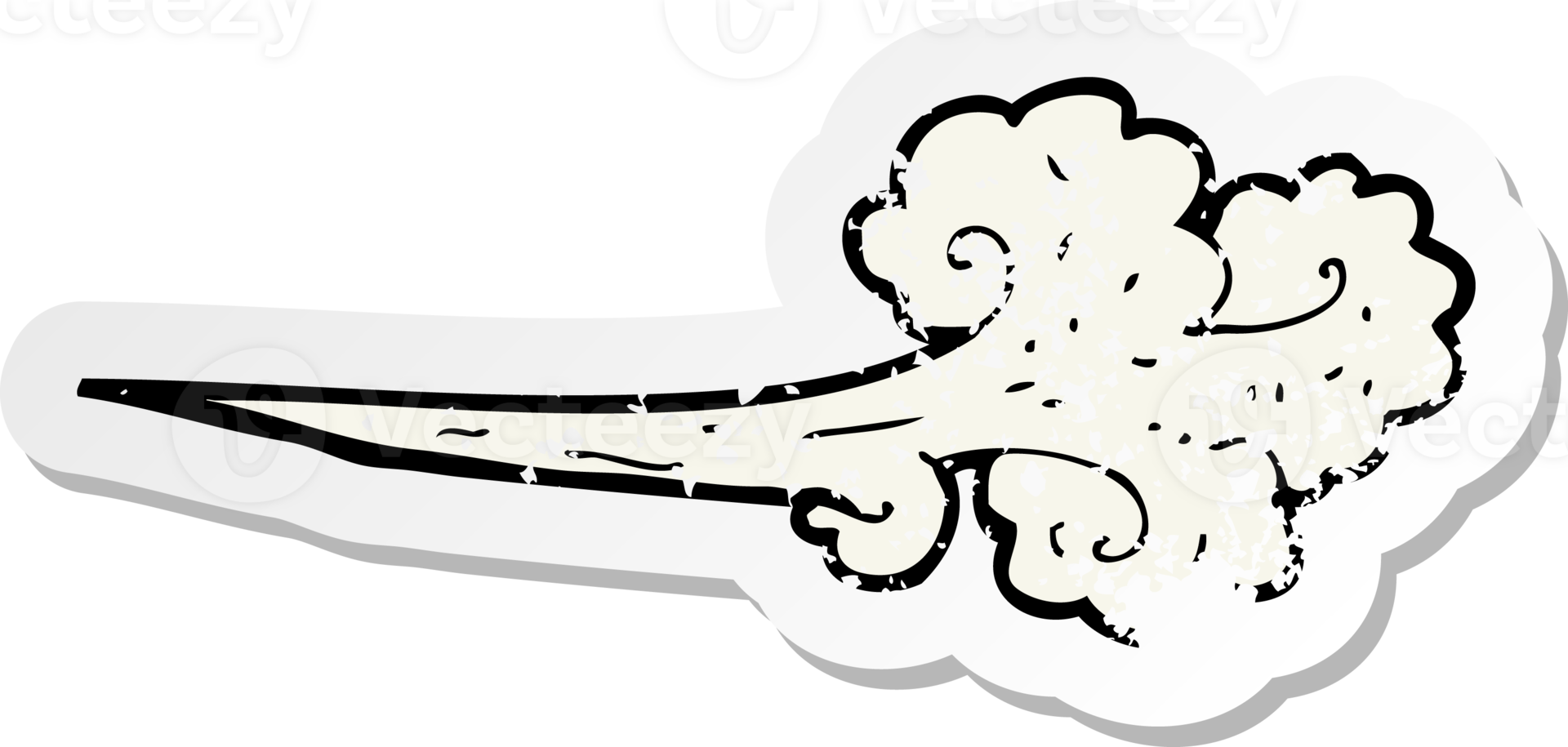retro distressed sticker of a cartoon gust of wind png