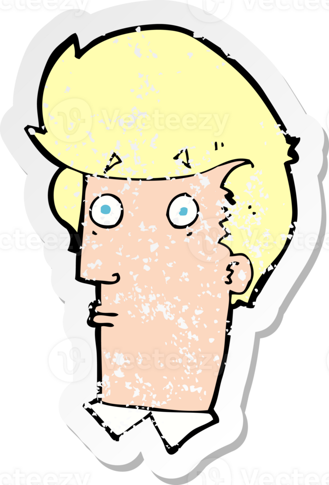 retro distressed sticker of a cartoon surprised expression png