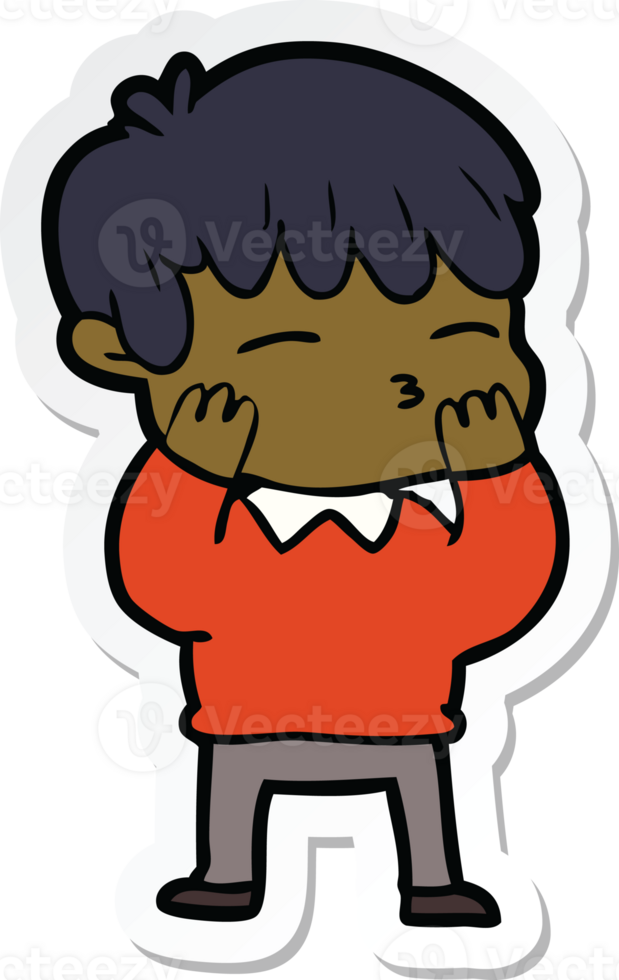 sticker of a cartoon curious boy png