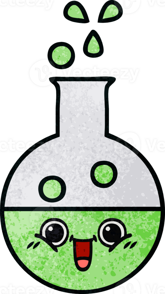 retro grunge texture cartoon of a test tube png