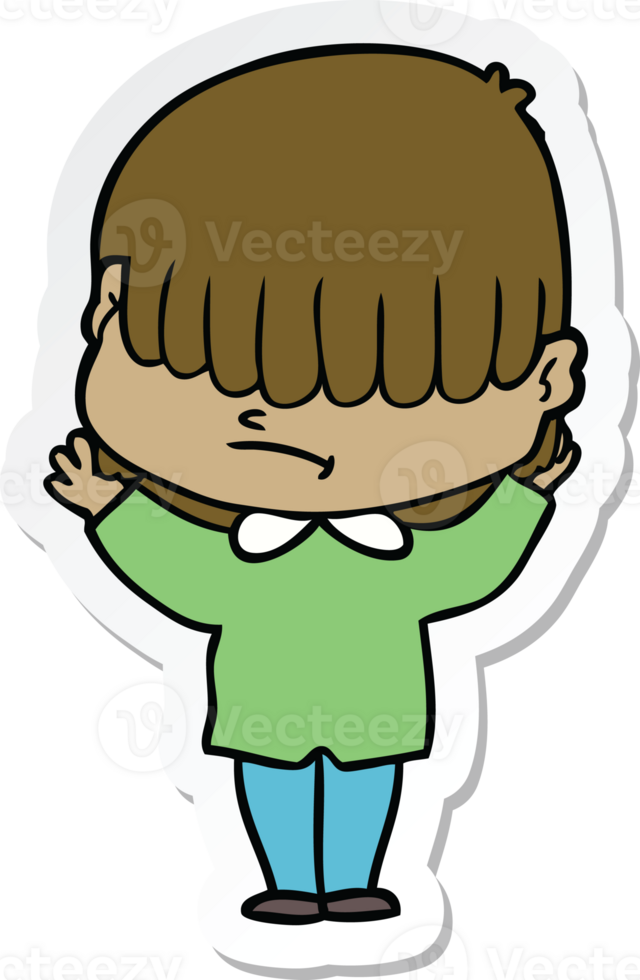 sticker of a cartoon boy with untidy hair png