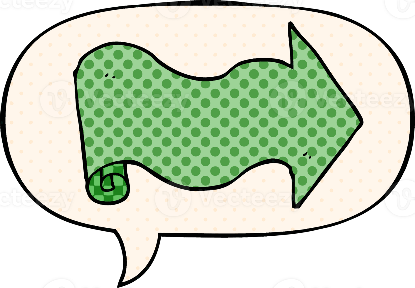 cartoon arrow with speech bubble in comic book style png