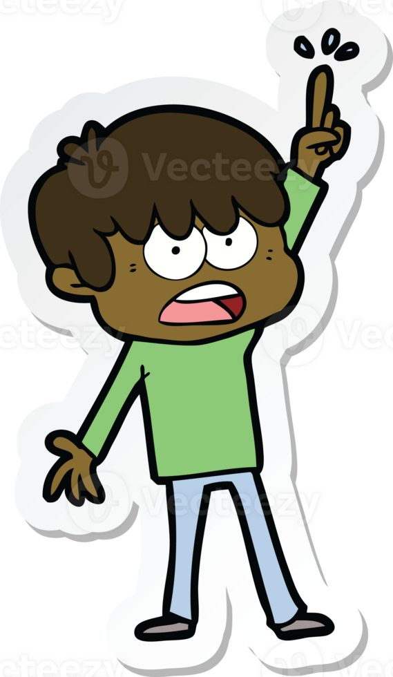 sticker of a worried cartoon boy png