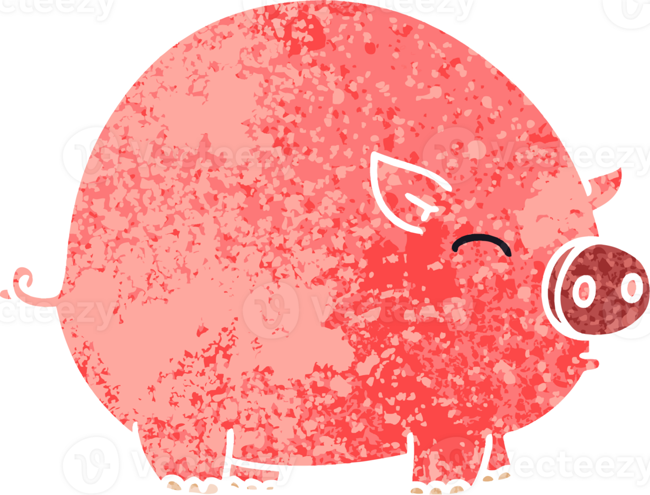 retro illustration style quirky cartoon pig png