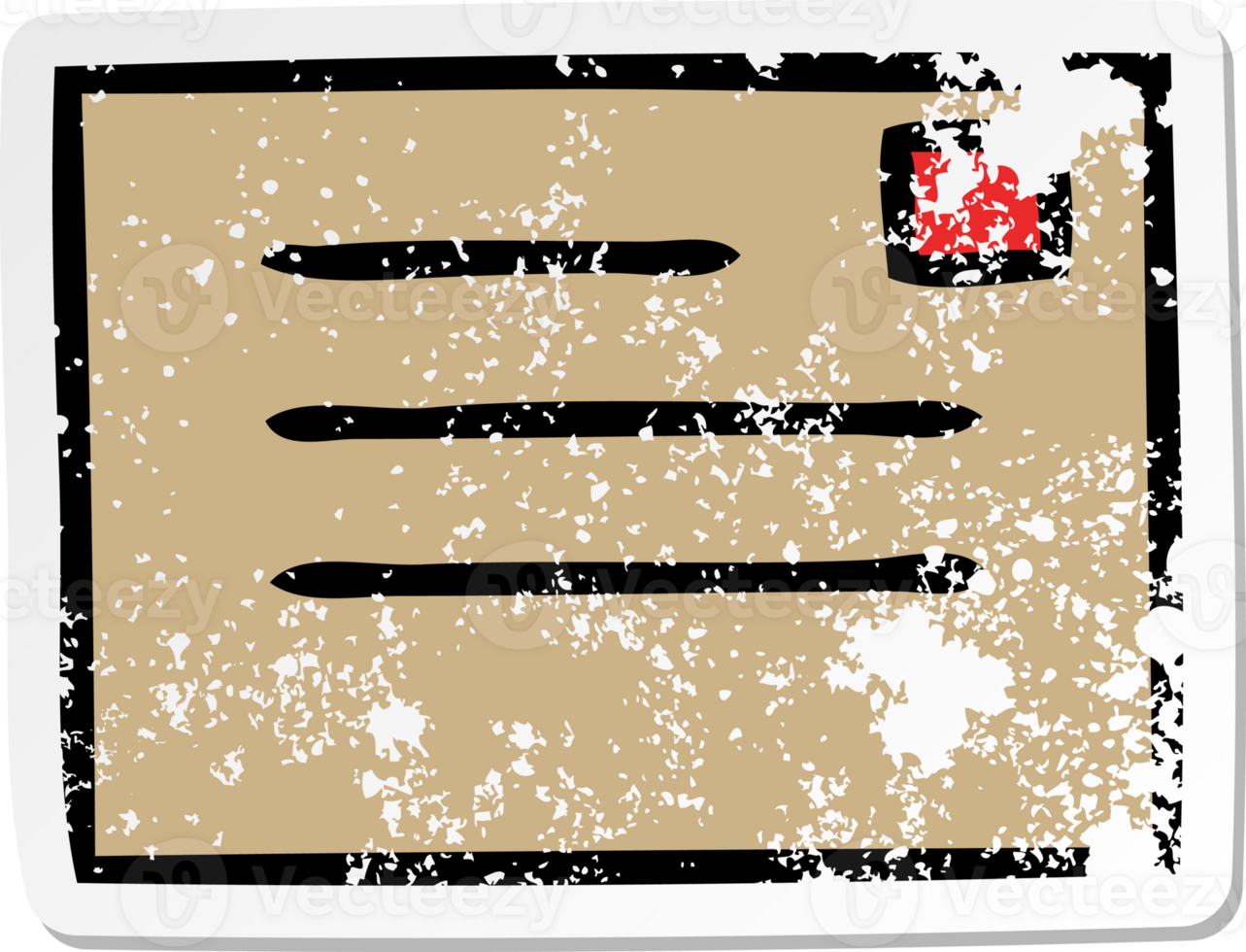 distressed sticker of a cute cartoon paper envelope png
