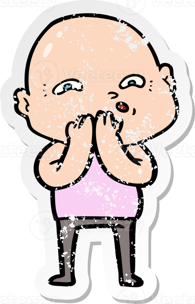 distressed sticker of a cartoon nervous man png