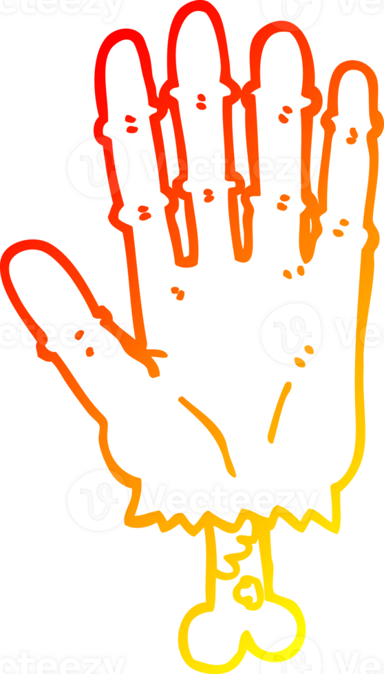 warm gradient line drawing of a cartoon zombie hand png