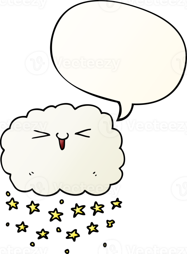happy cartoon cloud with speech bubble in smooth gradient style png