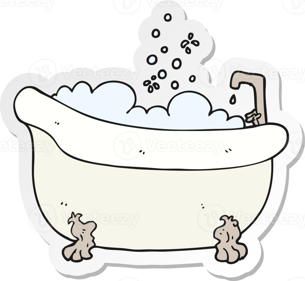 sticker of a cartoon bath full of water png