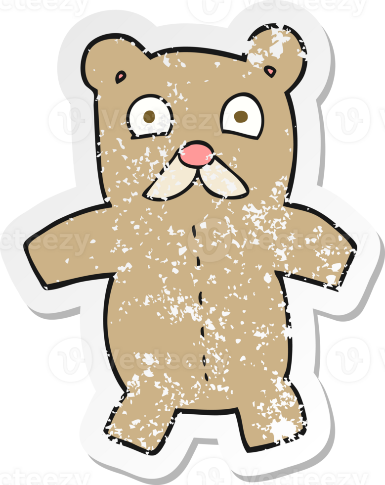 retro distressed sticker of a cartoon teddy bear png