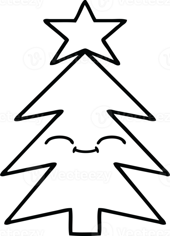 linea disegno cartone animato di un' Natale albero png