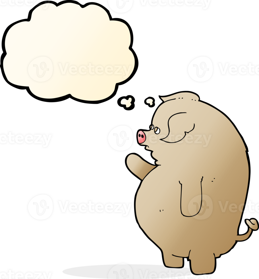 cartoon fat pig with thought bubble png