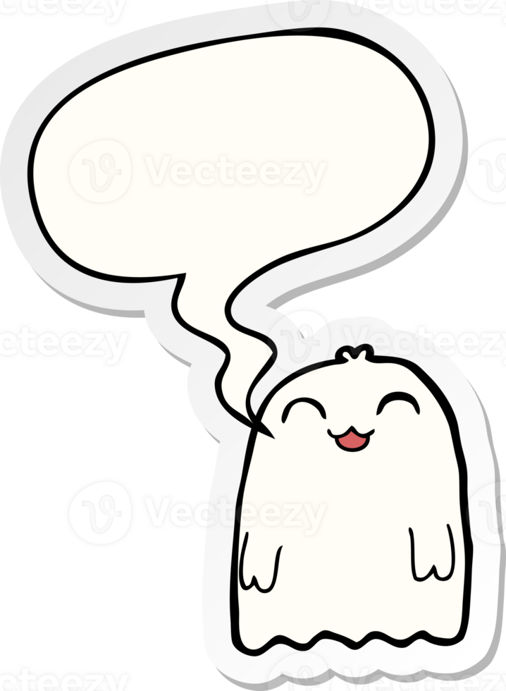 cartoon ghost with speech bubble sticker png