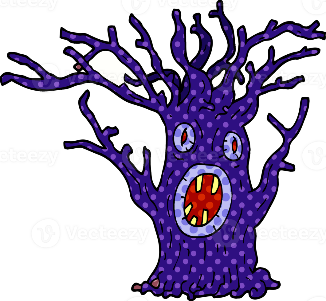 cartoon doodle spooky tree png