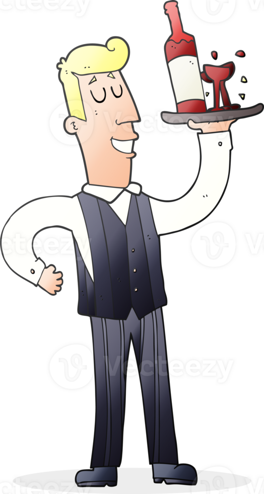 drawn cartoon waiter png
