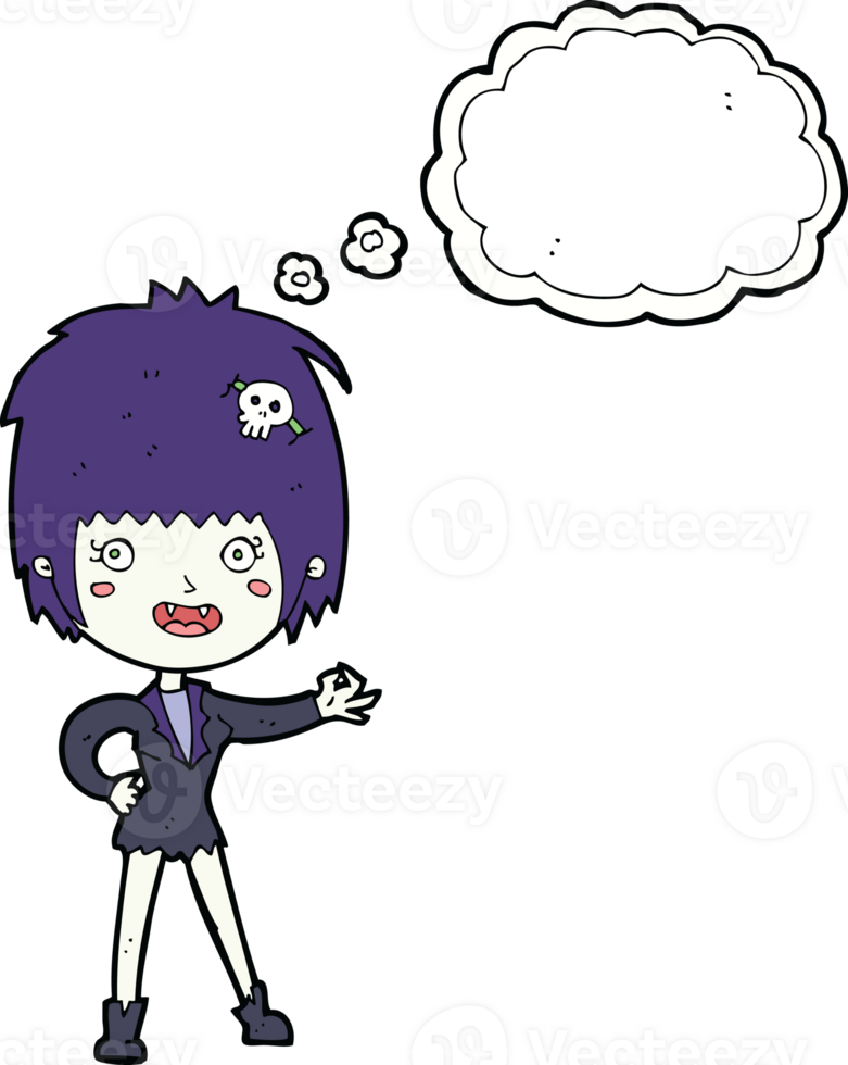 cartoon vampire girl with thought bubble png
