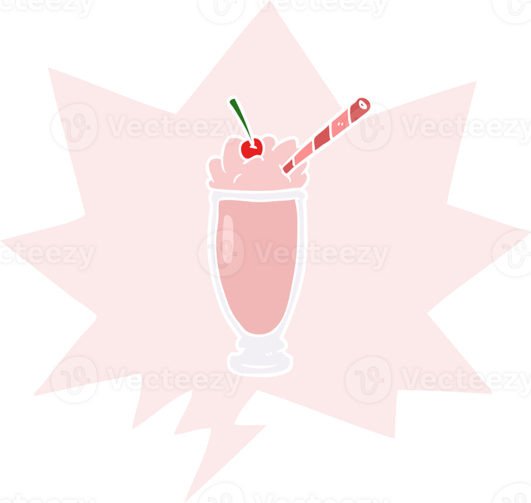 cartoon milkshake with speech bubble in retro style png