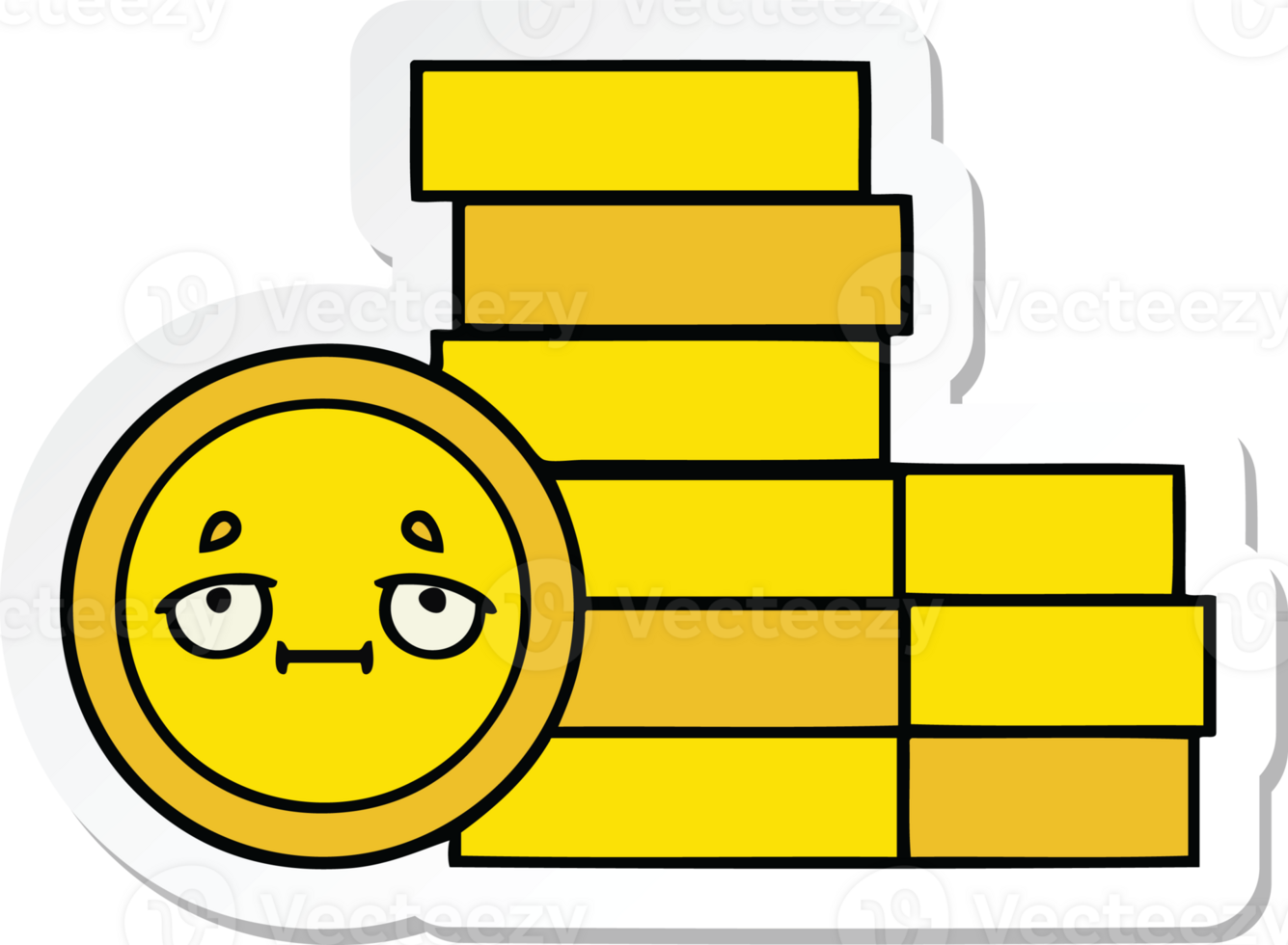 sticker of a cute cartoon coins png