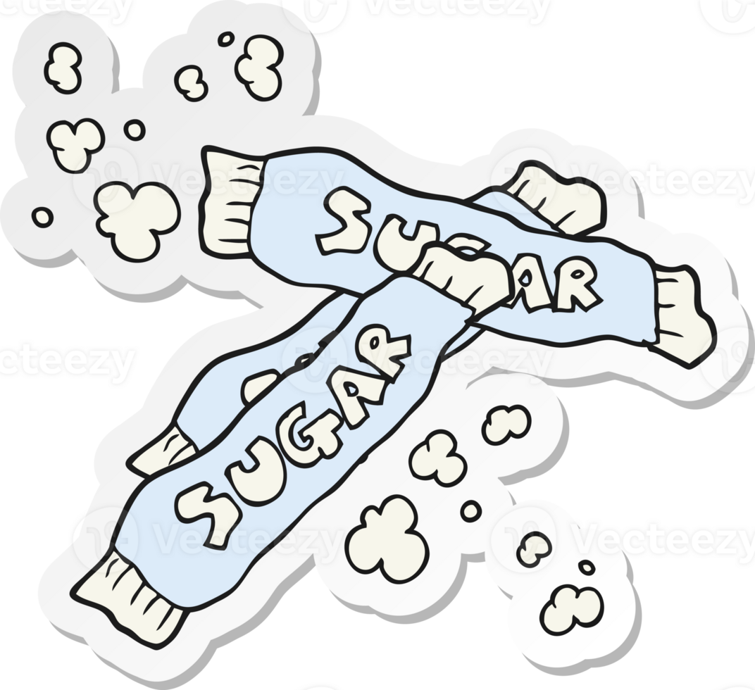 sticker of a cartoon packets of sugar png