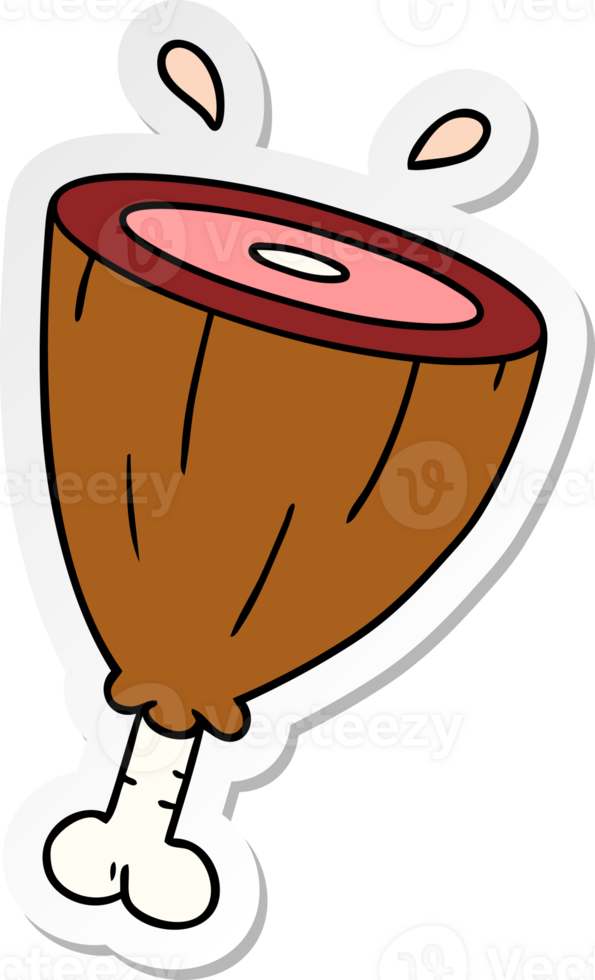 hand drawn sticker cartoon doodle of a joint of ham png