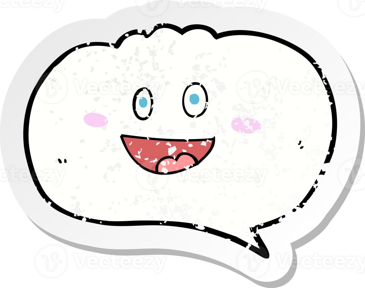 retro distressed sticker of a cute cartoon speech balloon png