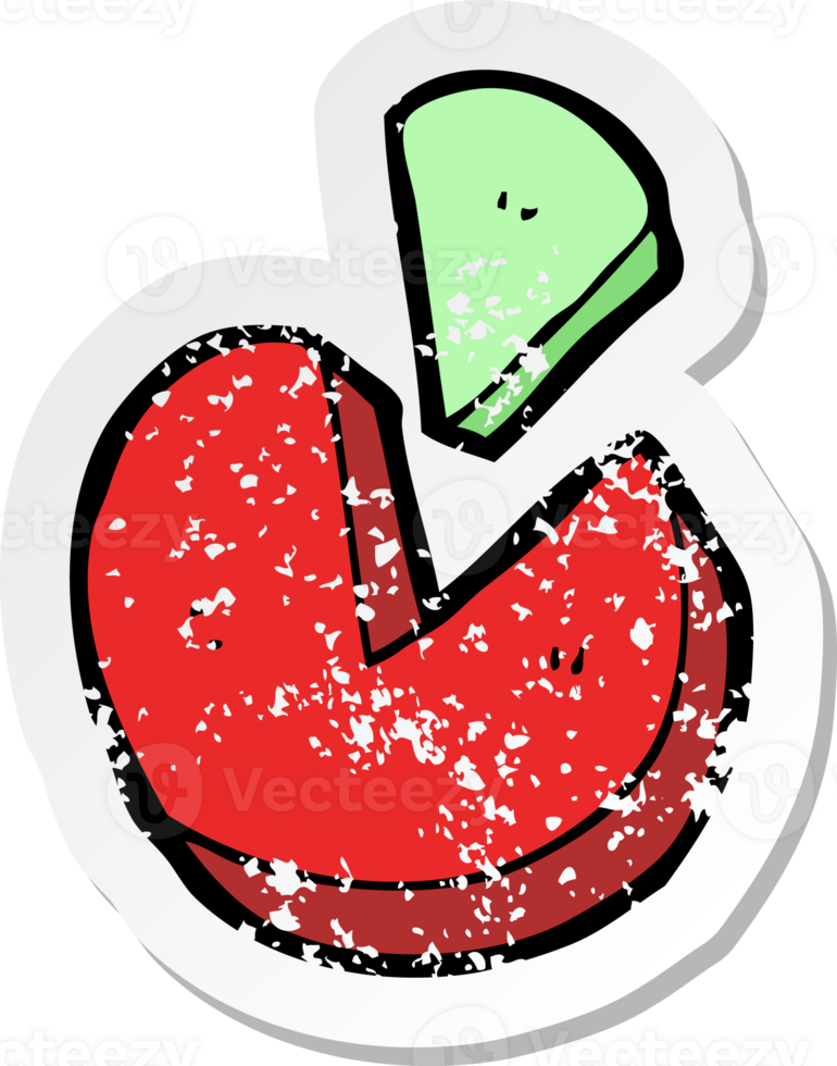 retro distressed sticker of a doodle cartoon pie chart png