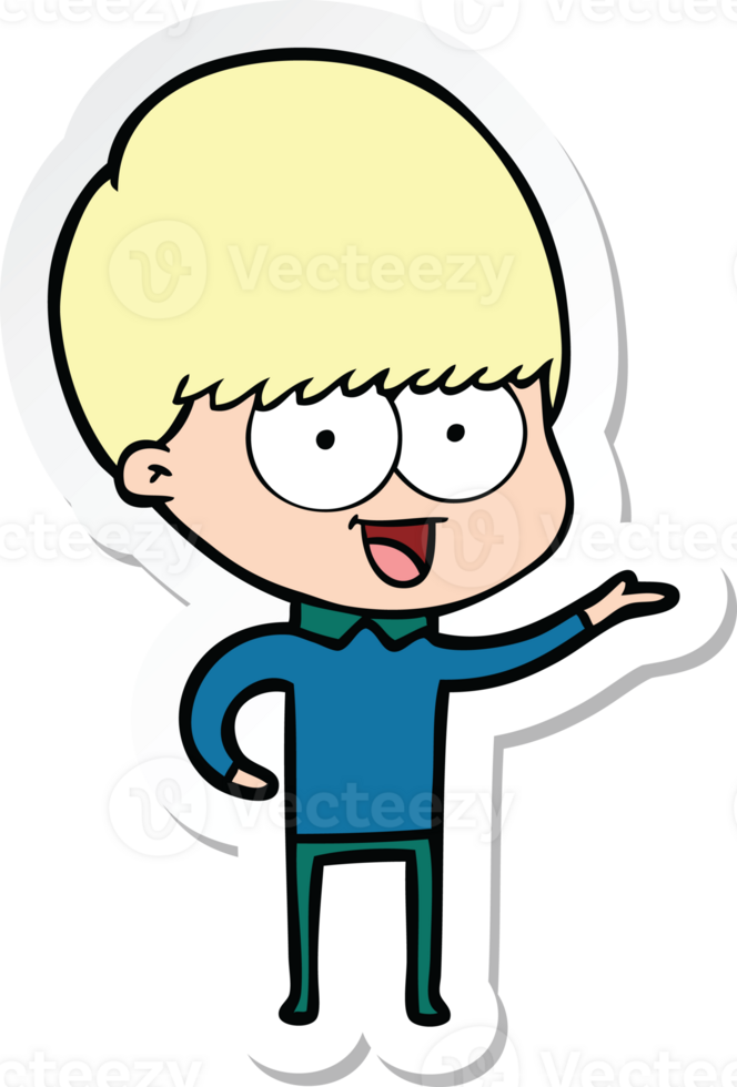 sticker of a happy cartoon boy png