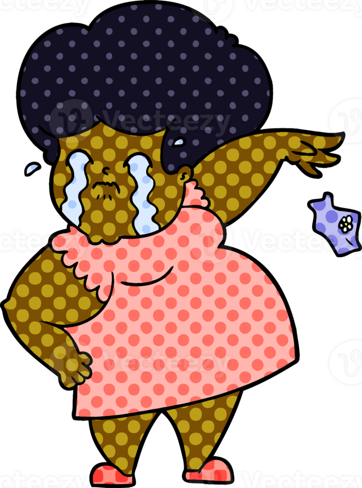 cartoon crying woman dropping handkerchief png