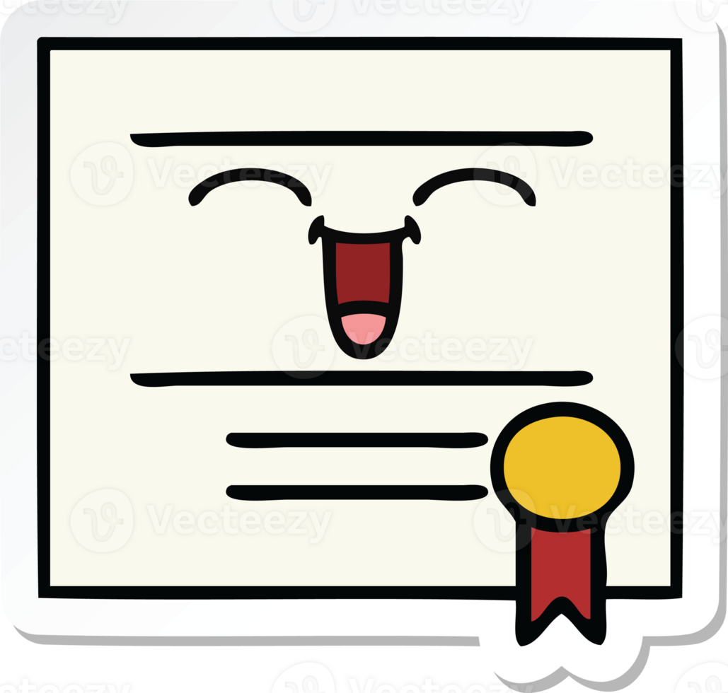 sticker of a cute cartoon graduation diploma png